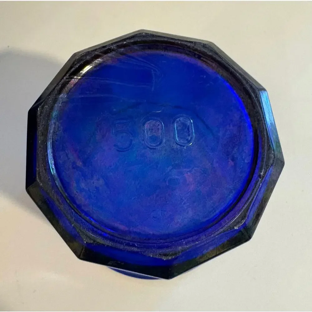 Set of 6 Vintage 500 Cobalt Blue Iridescent Glasses Tumblers made in France